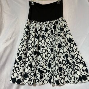 Carole Little Black White Circle Parttern Full Skirt Size L